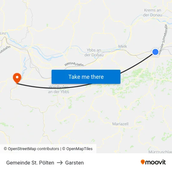 Gemeinde St. Pölten to Garsten map
