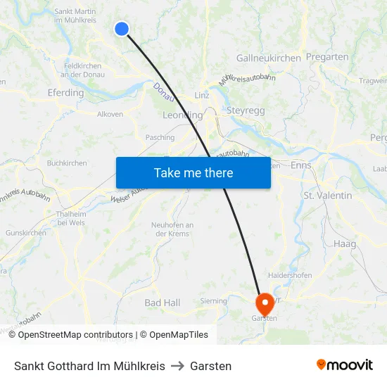 Sankt Gotthard Im Mühlkreis to Garsten map