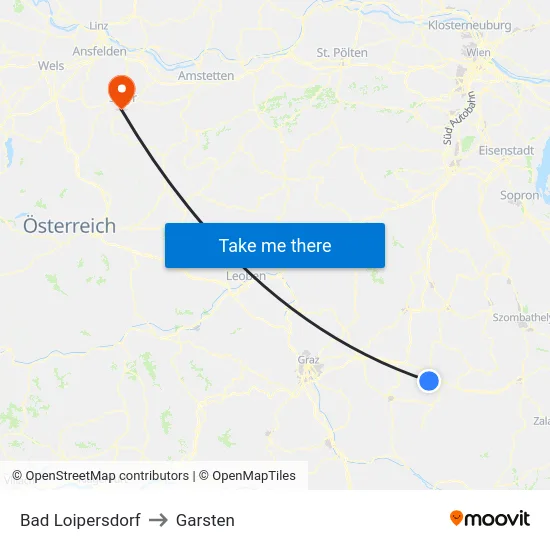 Bad Loipersdorf to Garsten map