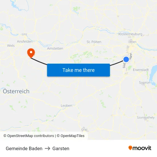 Gemeinde Baden to Garsten map