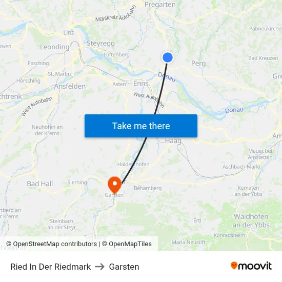 Ried In Der Riedmark to Garsten map