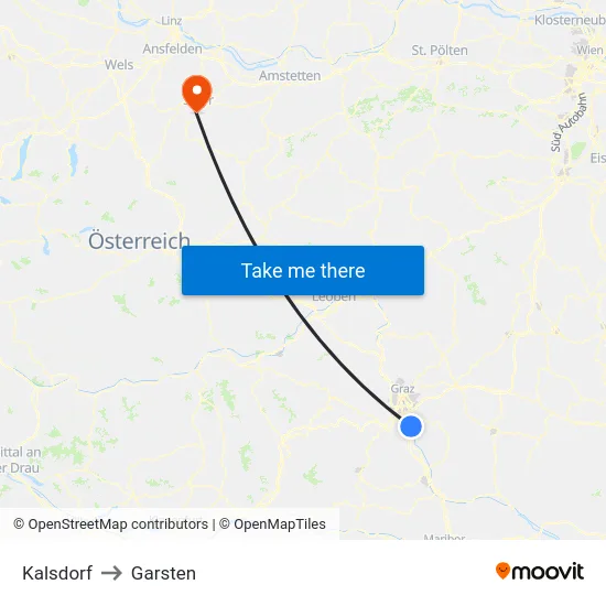 Kalsdorf to Garsten map