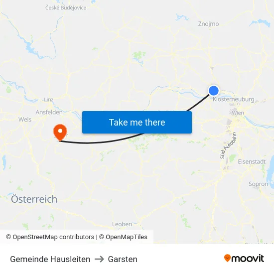 Gemeinde Hausleiten to Garsten map