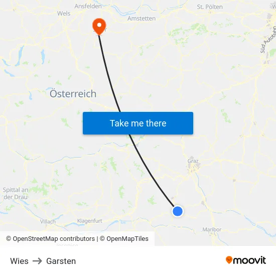 Wies to Garsten map