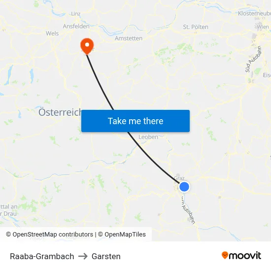 Raaba-Grambach to Garsten map
