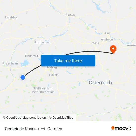 Gemeinde Kössen to Garsten map