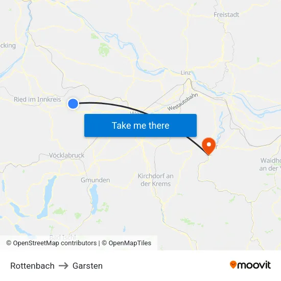 Rottenbach to Garsten map