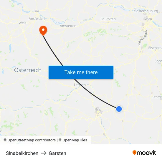 Sinabelkirchen to Garsten map