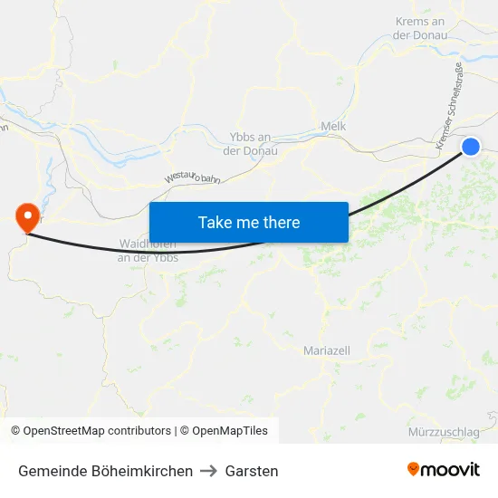 Gemeinde Böheimkirchen to Garsten map