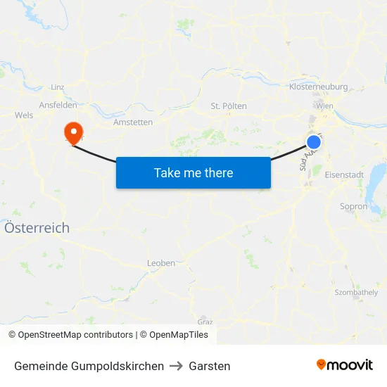 Gemeinde Gumpoldskirchen to Garsten map