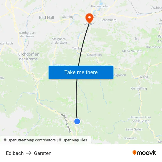 Edlbach to Garsten map