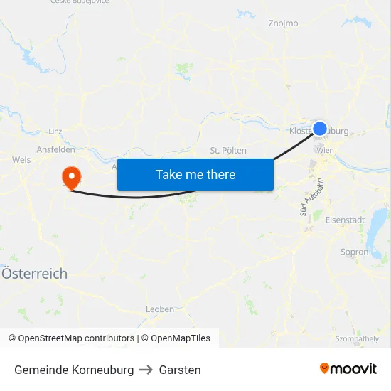 Gemeinde Korneuburg to Garsten map