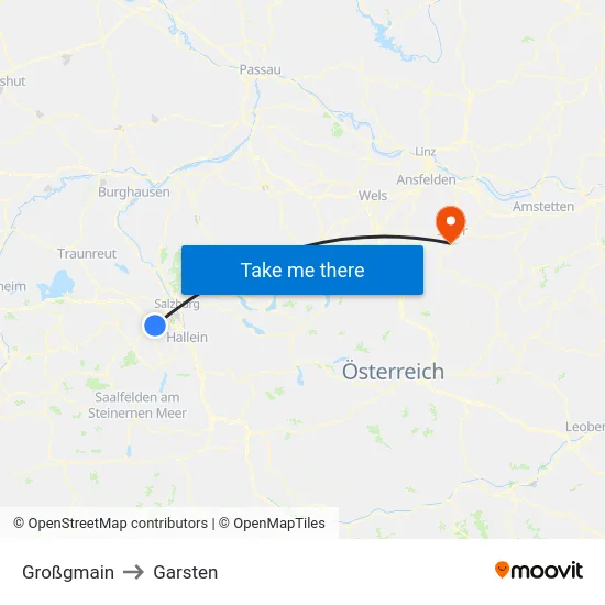Großgmain to Garsten map