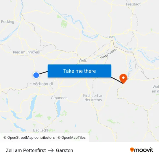 Zell am Pettenfirst to Garsten map