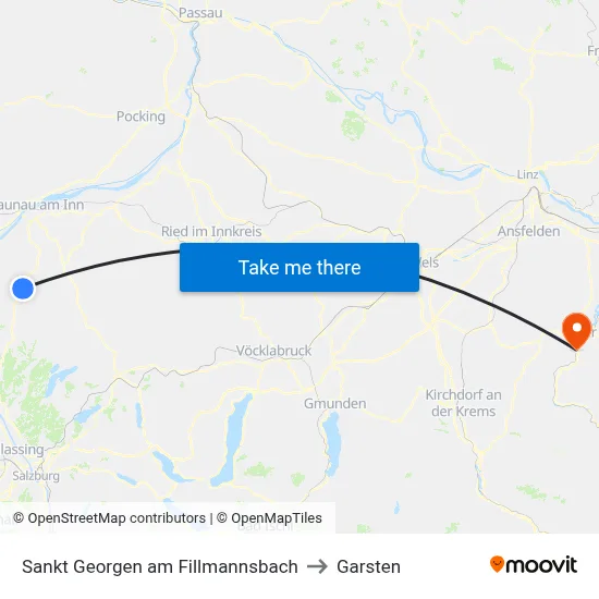 Sankt Georgen am Fillmannsbach to Garsten map