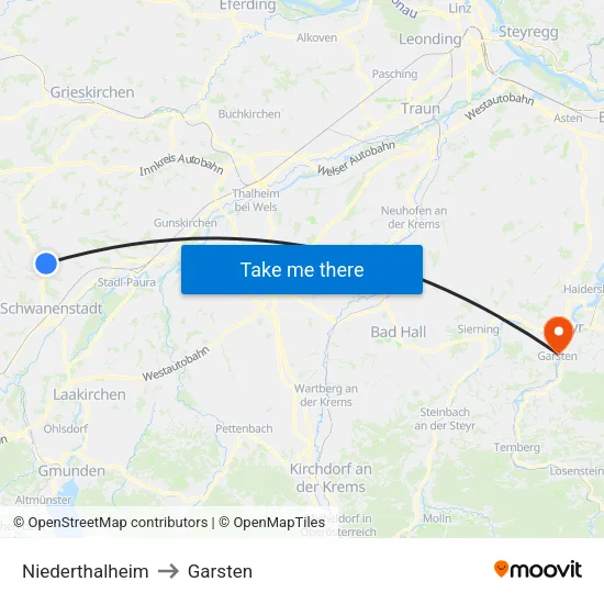 Niederthalheim to Garsten map