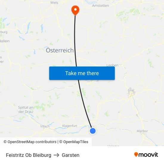 Feistritz Ob Bleiburg to Garsten map