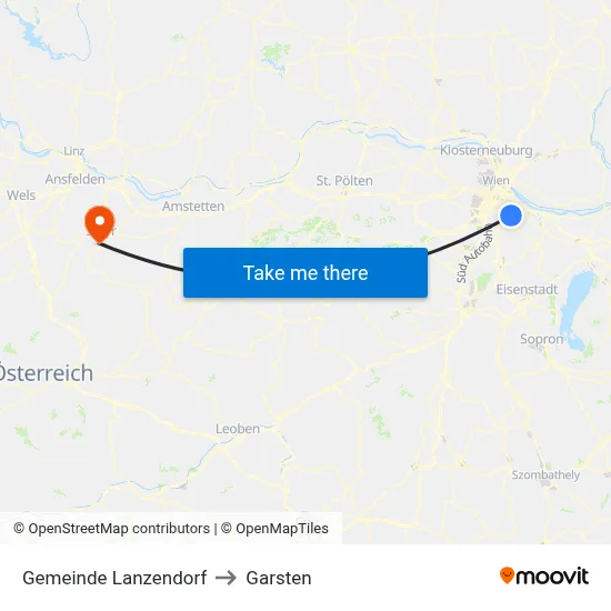 Gemeinde Lanzendorf to Garsten map