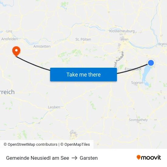 Gemeinde Neusiedl am See to Garsten map