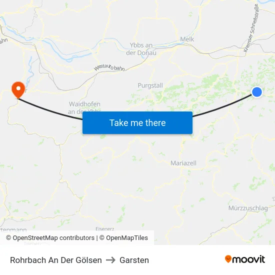 Rohrbach An Der Gölsen to Garsten map