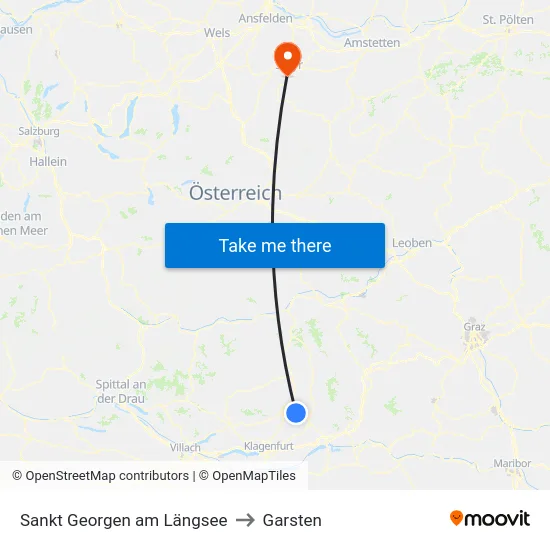 Sankt Georgen am Längsee to Garsten map