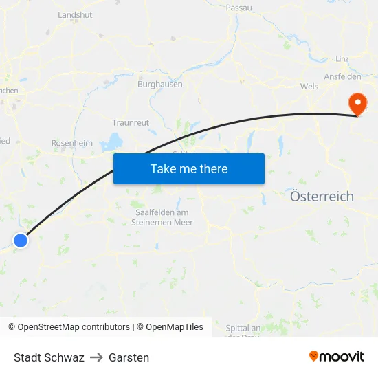 Stadt Schwaz to Garsten map