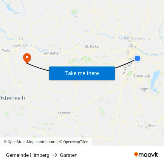 Gemeinde Himberg to Garsten map