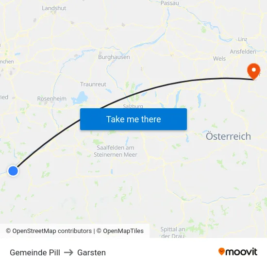 Gemeinde Pill to Garsten map