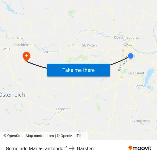 Gemeinde Maria-Lanzendorf to Garsten map
