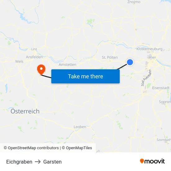 Eichgraben to Garsten map