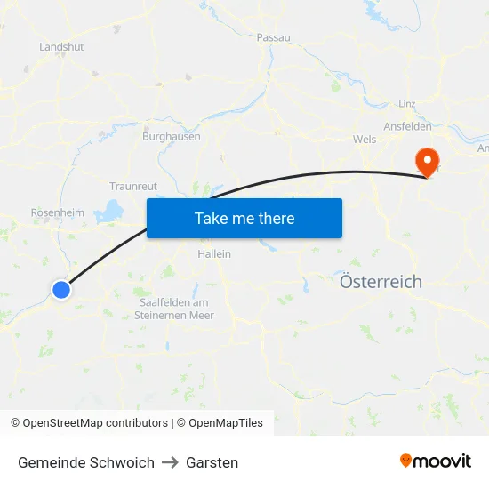 Gemeinde Schwoich to Garsten map