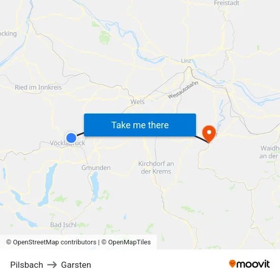 Pilsbach to Garsten map