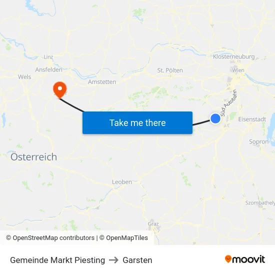Gemeinde Markt Piesting to Garsten map