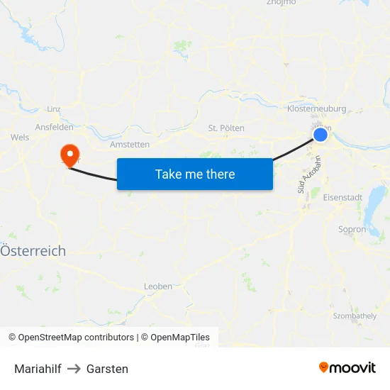 Mariahilf to Garsten map