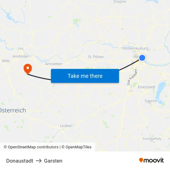 Donaustadt to Garsten map