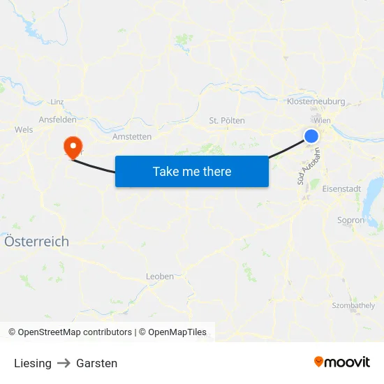 Liesing to Garsten map