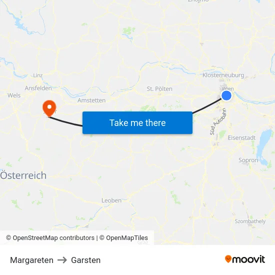 Margareten to Garsten map