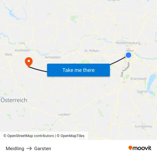 Meidling to Garsten map