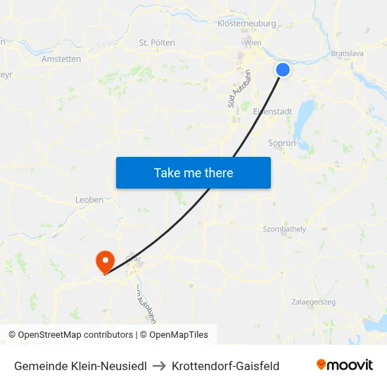Gemeinde Klein-Neusiedl to Krottendorf-Gaisfeld map
