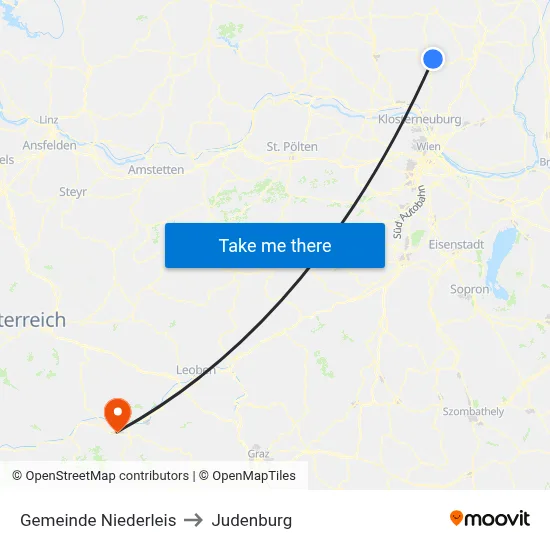 Gemeinde Niederleis to Judenburg map