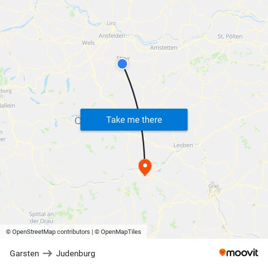 Garsten to Judenburg map