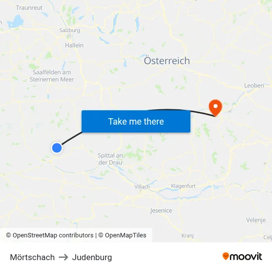 Mörtschach to Judenburg map