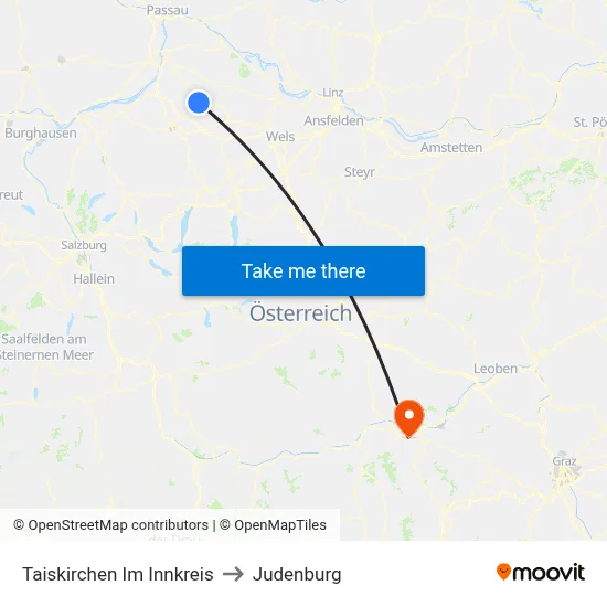 Taiskirchen Im Innkreis to Judenburg map