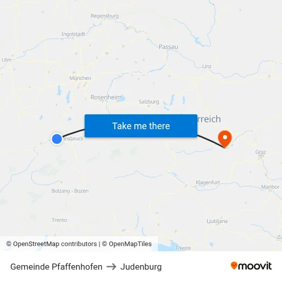 Gemeinde Pfaffenhofen to Judenburg map
