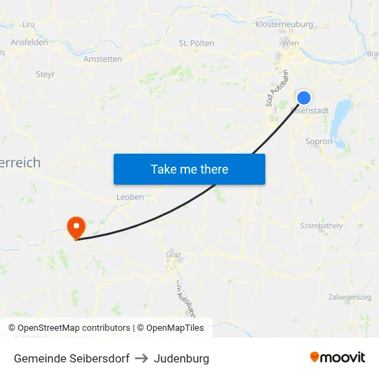 Gemeinde Seibersdorf to Judenburg map