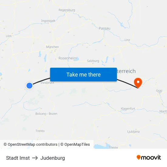 Stadt Imst to Judenburg map