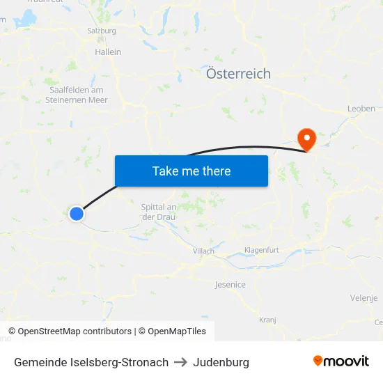 Gemeinde Iselsberg-Stronach to Judenburg map