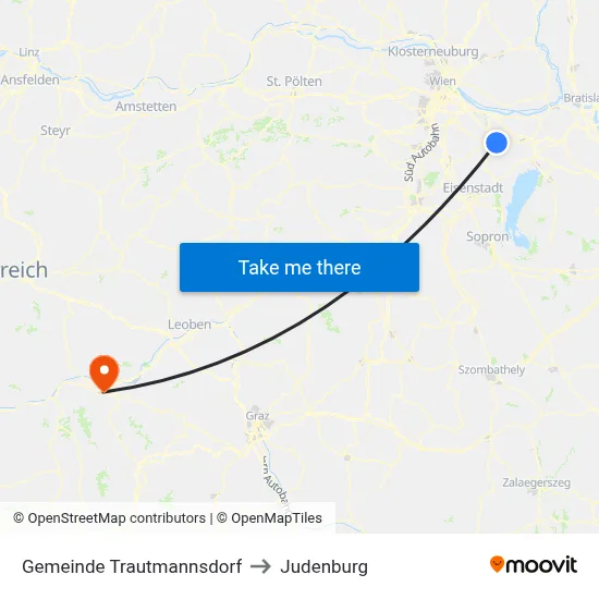 Gemeinde Trautmannsdorf to Judenburg map