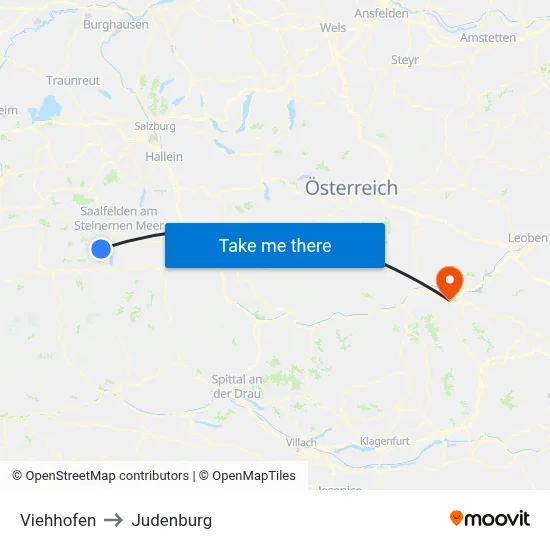 Viehhofen to Judenburg map
