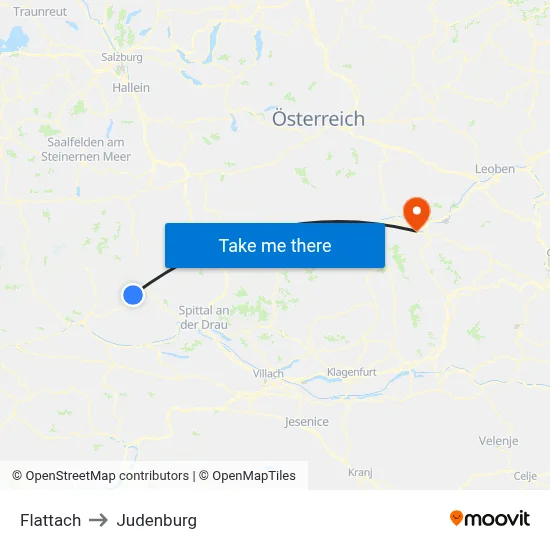 Flattach to Judenburg map